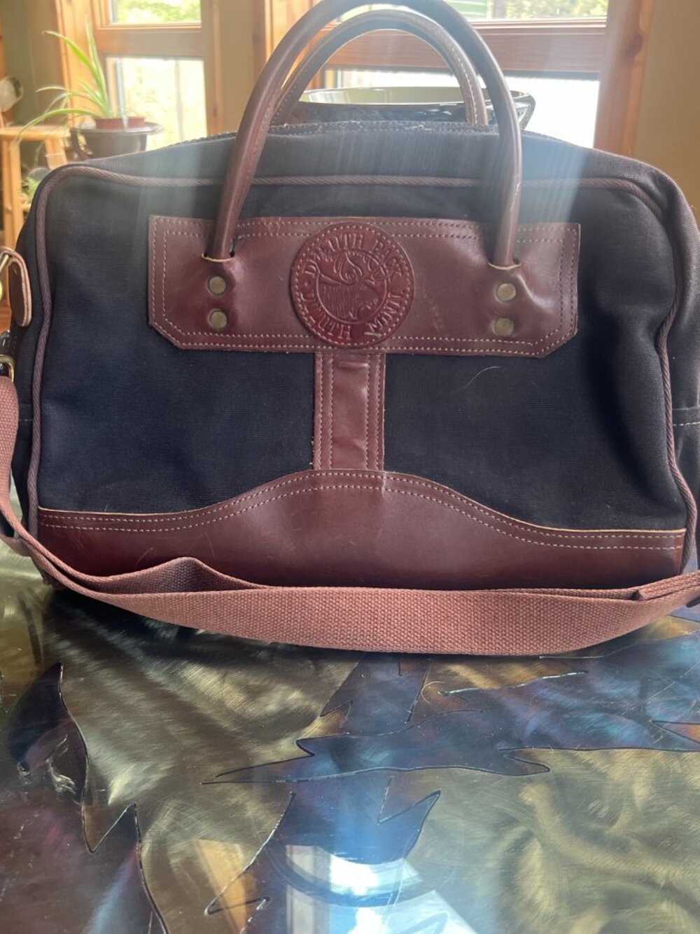 Duluth Pack Everyday Briefcase Black Canvas Brown Leather Made in USA